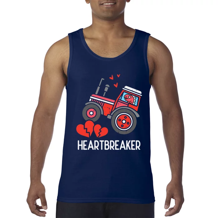 Valentines Day Tractor Heartbreaker Truck Tank Top