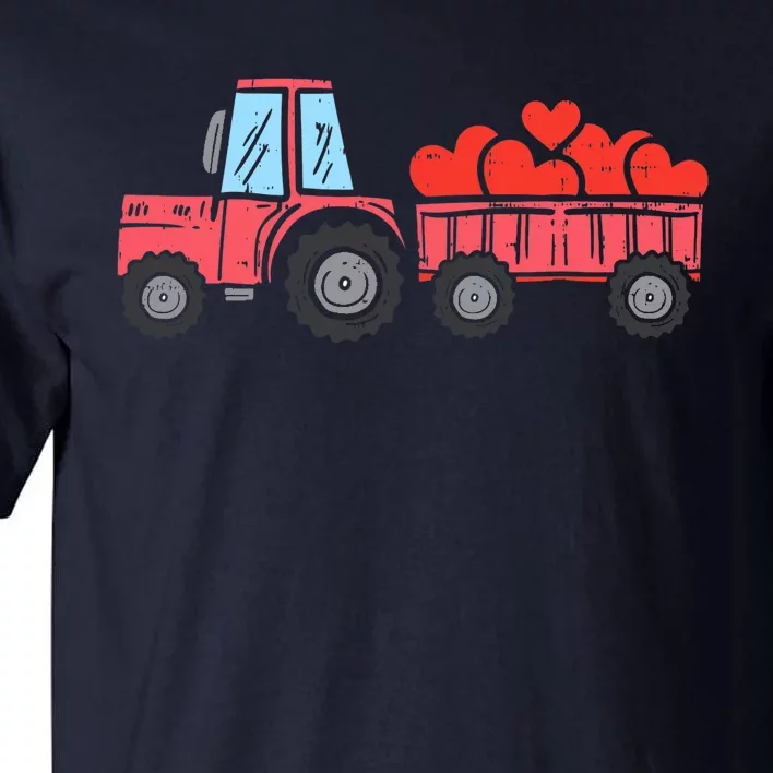 Valentines Day Tractor Truck Hearts Farm Tall T-Shirt