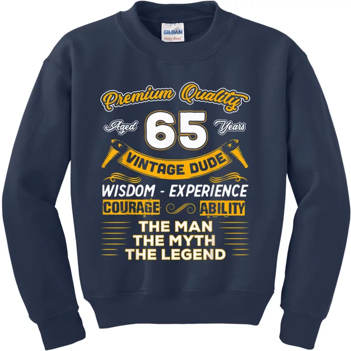 Vintage Dude The Man Myth Legend 65 Yrs 65th Birthday Shirt Kids Sweatshirt