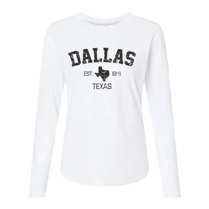 Vintage Dallas Texas Est. 1841 Souvenir Womens Cotton Relaxed Long Sleeve T-Shirt