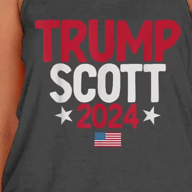 Vintage Distressed Trump Scott 2024 Women's Knotted Racerback Tank