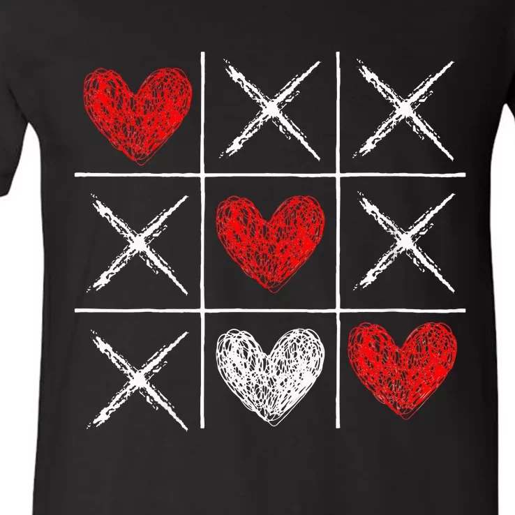 Valentines Day Tictactoe Xoxo Funny Valentine Gifts V-Neck T-Shirt