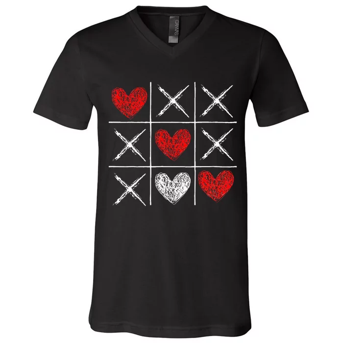 Valentines Day Tictactoe Xoxo Funny Valentine Gifts V-Neck T-Shirt