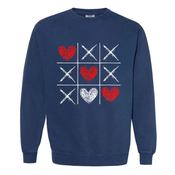 Valentines Day Tictactoe Xoxo Funny Valentine Gifts Garment-Dyed Sweatshirt