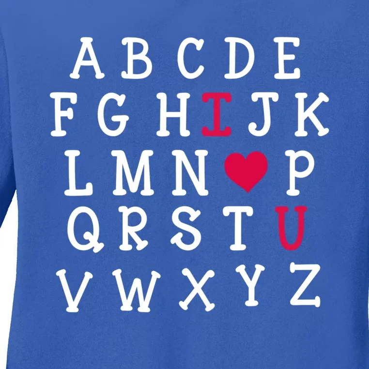 Valentine's Day Teacher Alphabet Heart I Love U You Students Gift Ladies Long Sleeve Shirt