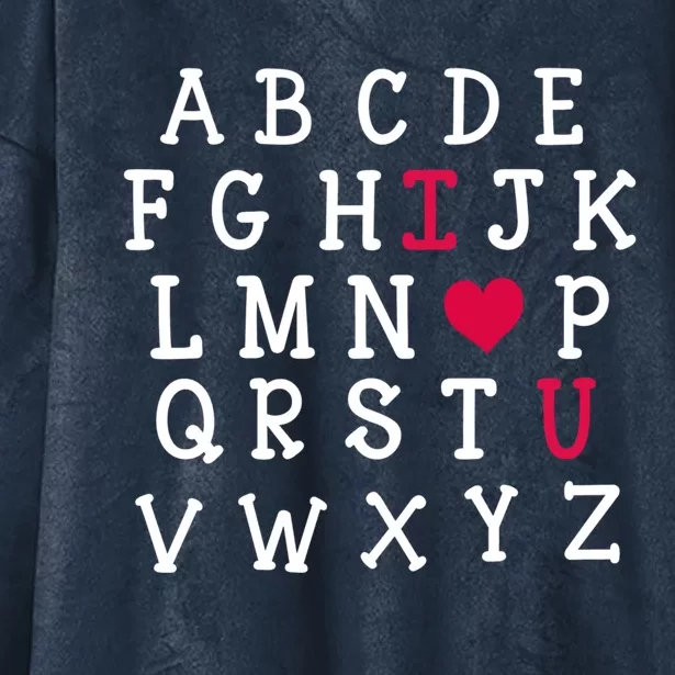 Valentine's Day Teacher Alphabet Heart I Love U You Students Gift Hooded Wearable Blanket