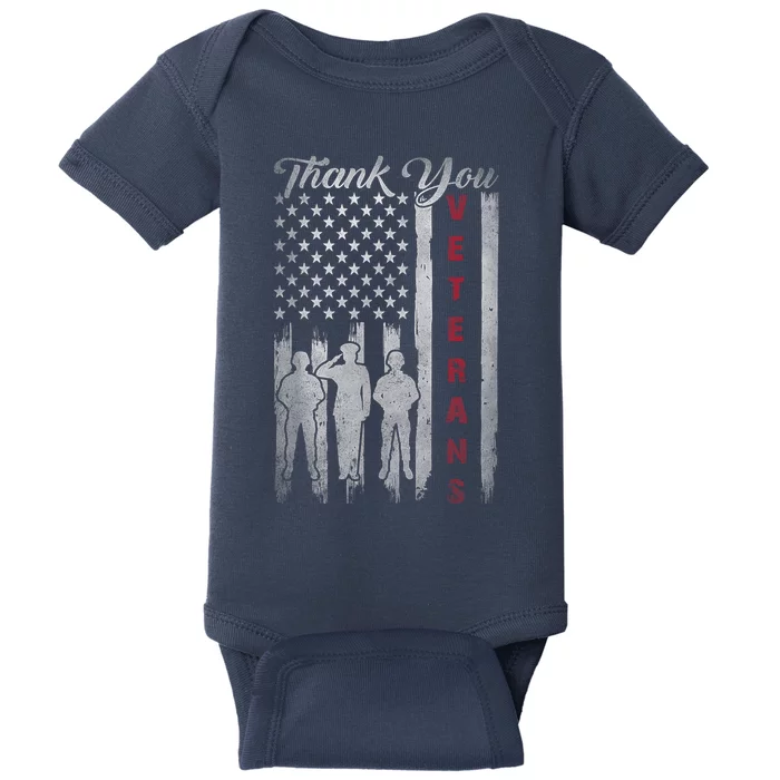 Veterans Day Thank You Veterans Proud Patriotic Usa Flag Baby Bodysuit