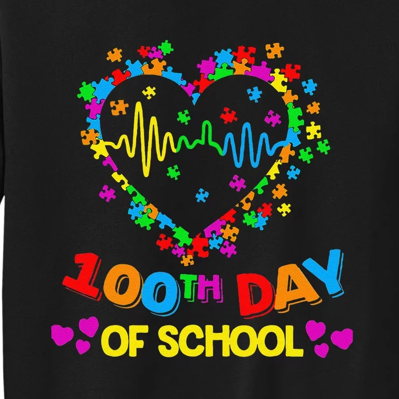 Valentines Day Teacher Autism Awareness 100 Days Heart Sweatshirt