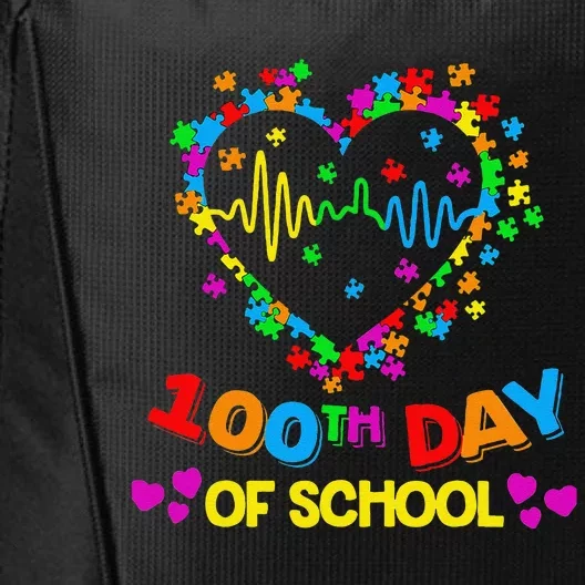 Valentines Day Teacher Autism Awareness 100 Days Heart City Backpack