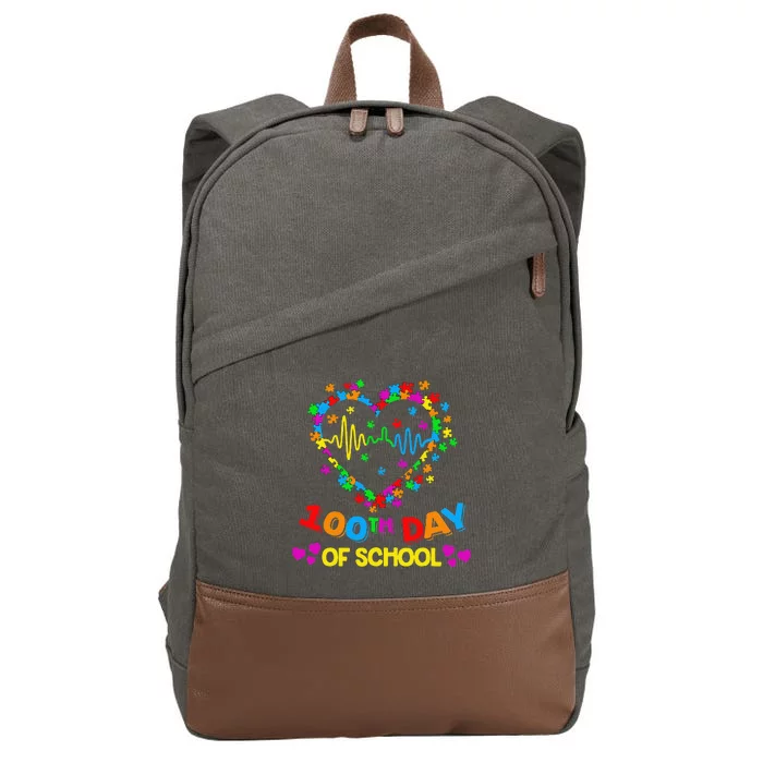 Valentines Day Teacher Autism Awareness 100 Days Heart Cotton Canvas Backpack