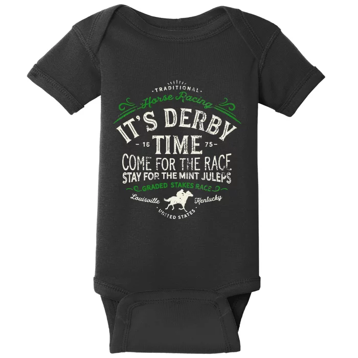 Vintage Derby Time Louisville Kentucky Horse Racing Baby Bodysuit