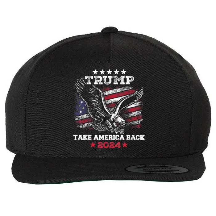 Vintage Donald Trump 2024 Take America Back American Eagle Wool Snapback Cap