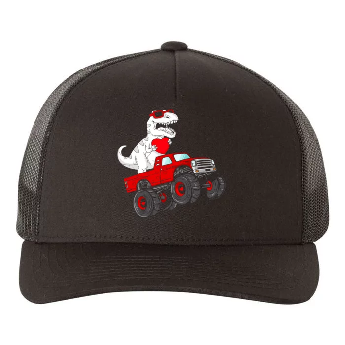 Valentines Day T Rex Riding Monster Truck Funny Yupoong Adult 5-Panel Trucker Hat