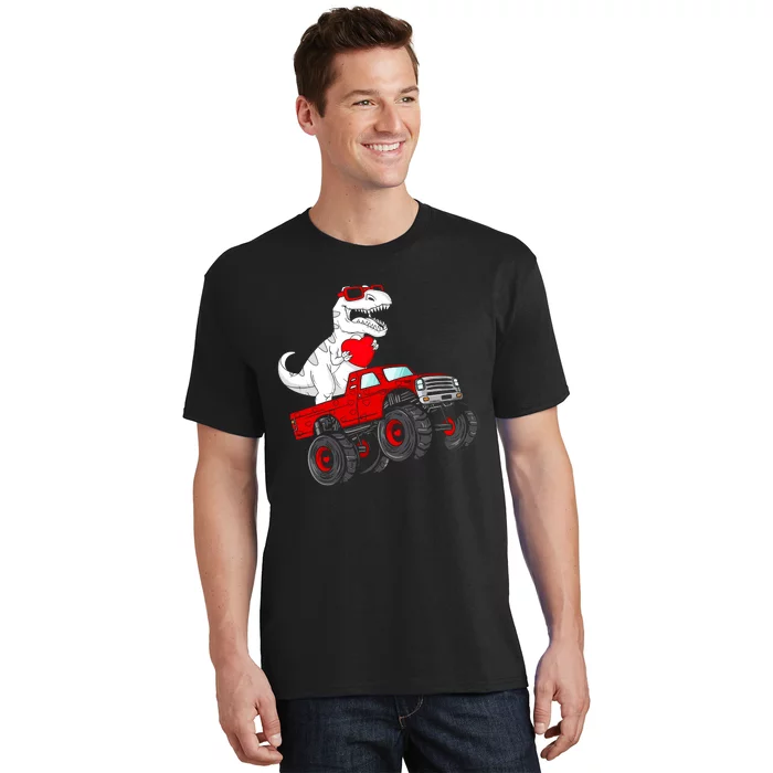 Valentines Day T Rex Riding Monster Truck Funny T-Shirt