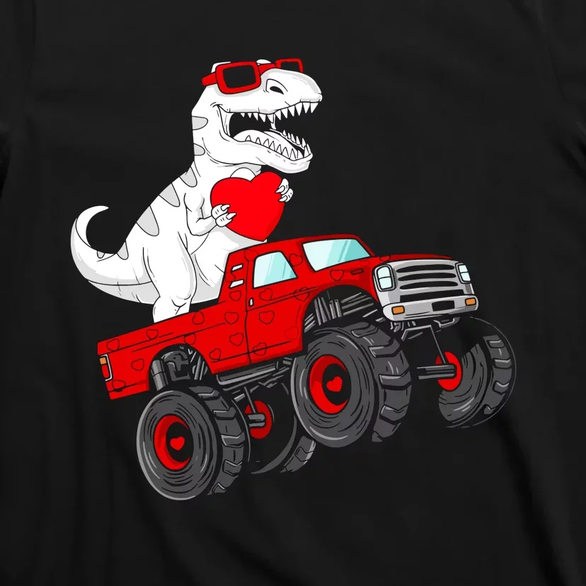 Valentines Day T Rex Riding Monster Truck Funny T-Shirt