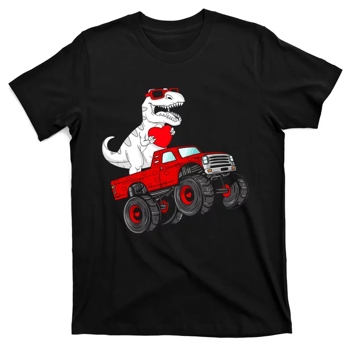 Valentines Day T Rex Riding Monster Truck Funny T-Shirt