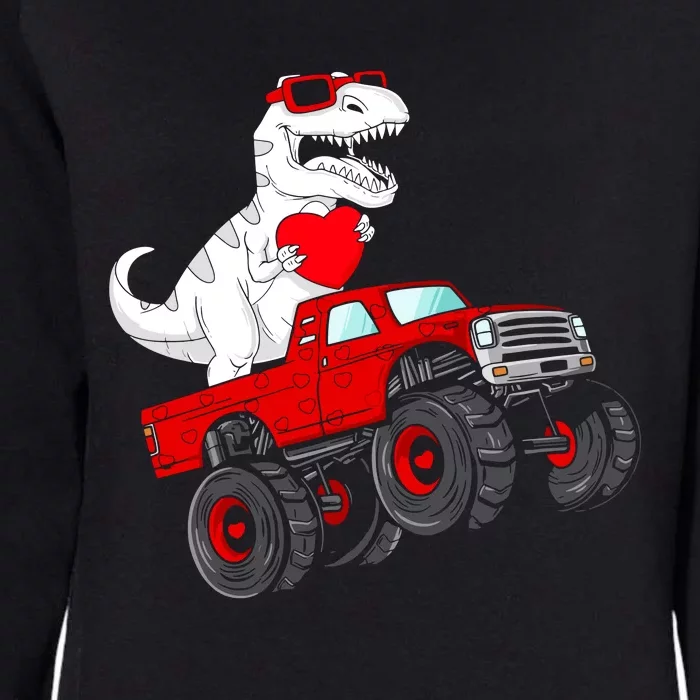 Valentines Day T Rex Riding Monster Truck Funny Womens California Wash Sweatshirt