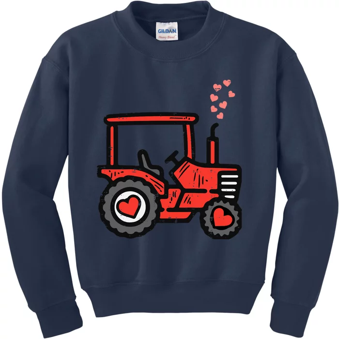 Valentines Day Tractor Truck Cute Farm Boy Toddlers Kids Sweatshirt