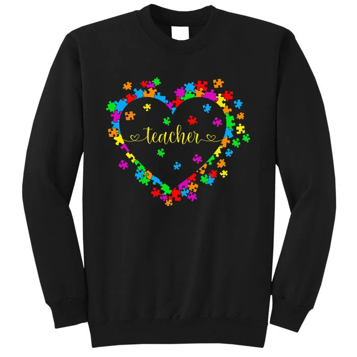 Valentines Day Teacher Autism awareness 100 days Heart Tall Sweatshirt