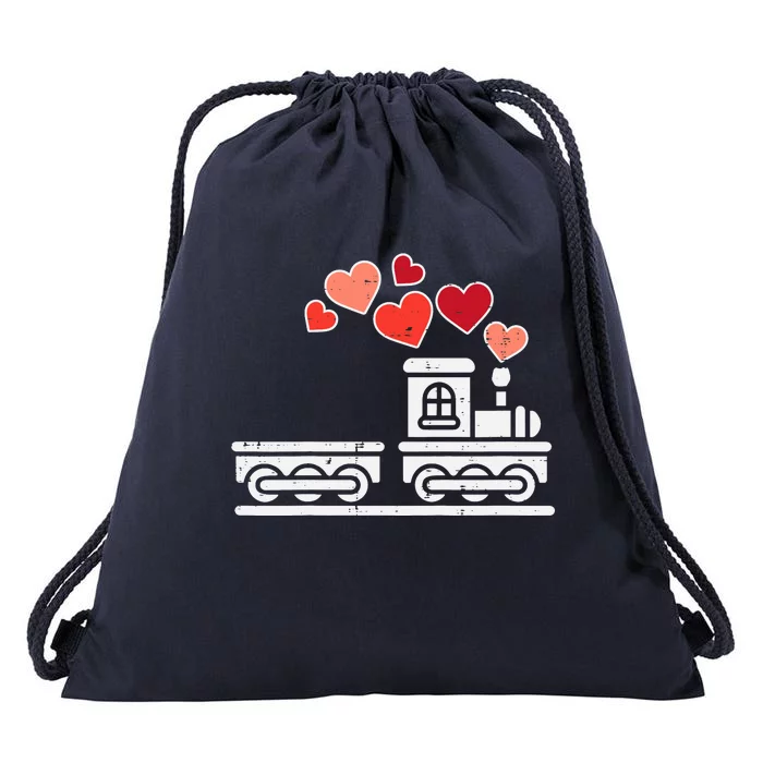 Valentines Day Train Hearts Choo Choo Boy Baby Drawstring Bag