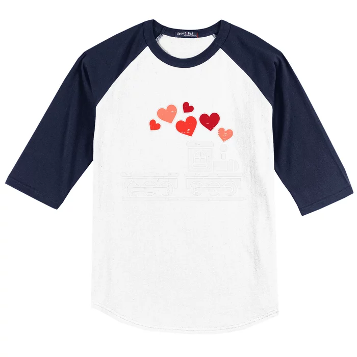 Valentines Day Train Hearts Choo Choo Boy Baby Baseball Sleeve Shirt