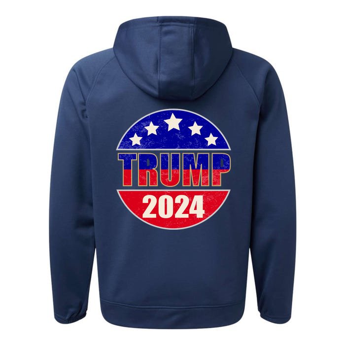 Vintage Donald Trump 2024 Front And Back Crest Front & Back Performance Fleece Hoodie