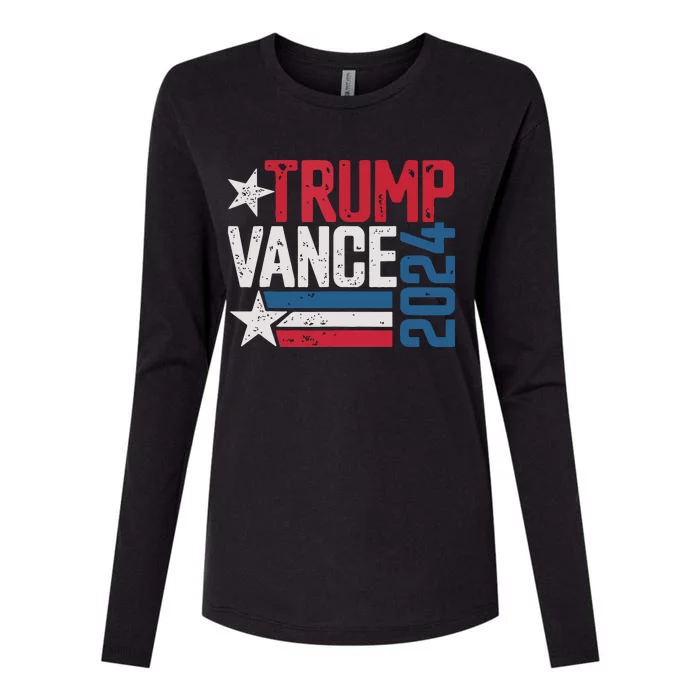 Vintage Distressed Trump Vance 2024 Womens Cotton Relaxed Long Sleeve T-Shirt