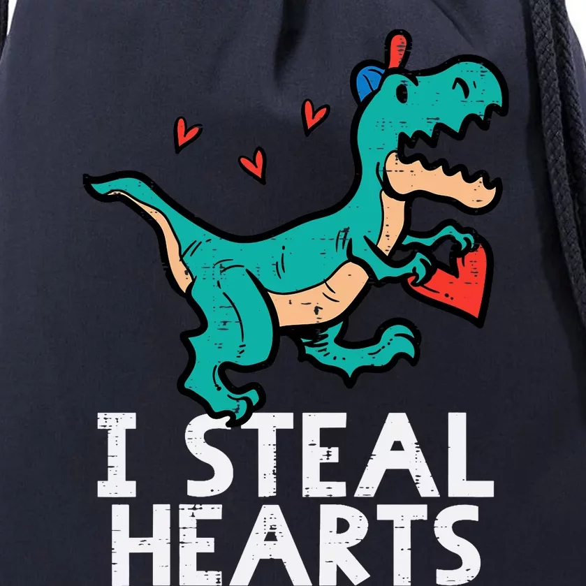 Valentines Day Trex I Steal Hearts Dino Boy Toddlers Drawstring Bag