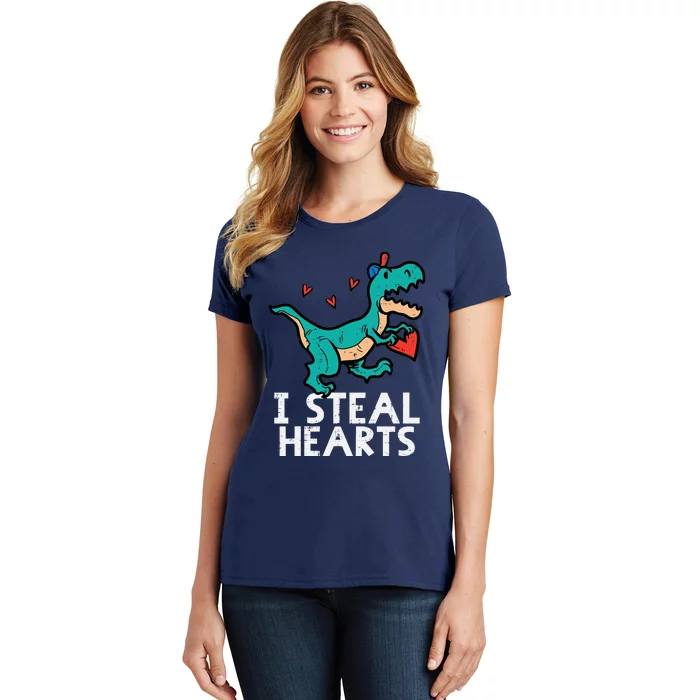 Valentines Day Trex I Steal Hearts Dino Boy Toddlers Women's T-Shirt