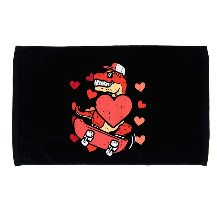 Valentines Day Trex Dino Skateboard Funny Boy Microfiber Hand Towel