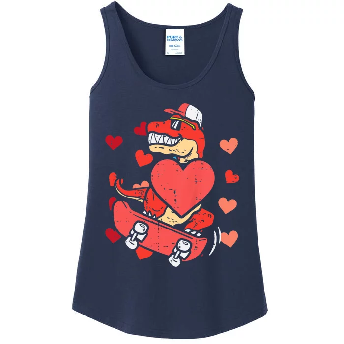 Valentines Day Trex Dino Skateboard Funny Boy Ladies Essential Tank