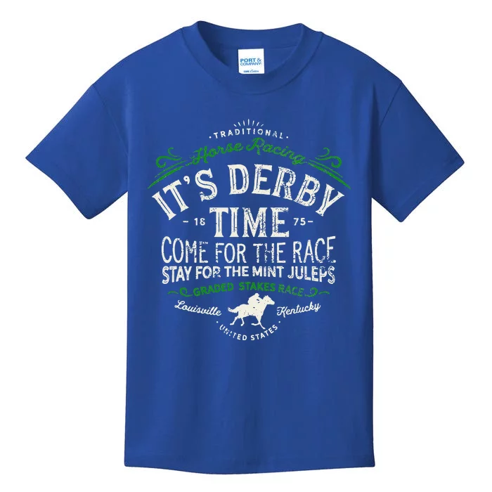 vintage Derby Time Louisville Kentucky horse racing Kids T-Shirt