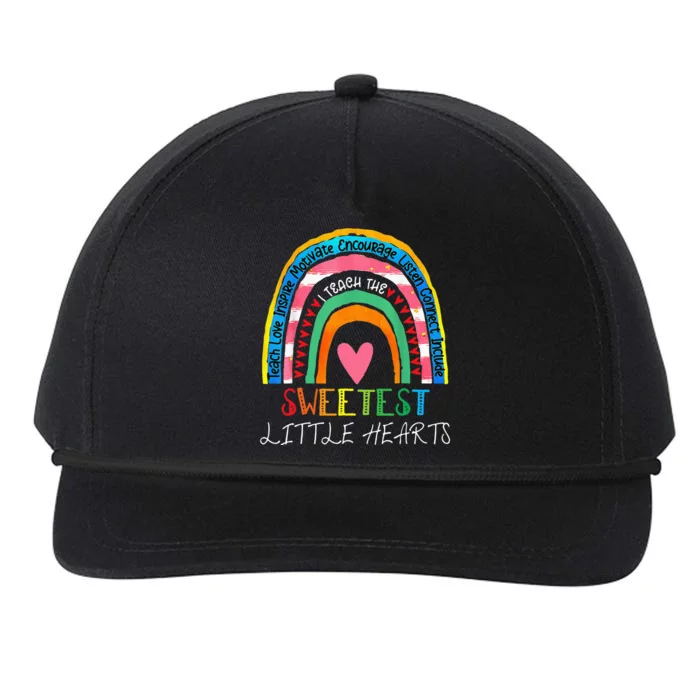 valentines day teacher rainbow sweetest hearts Snapback Five-Panel Rope Hat