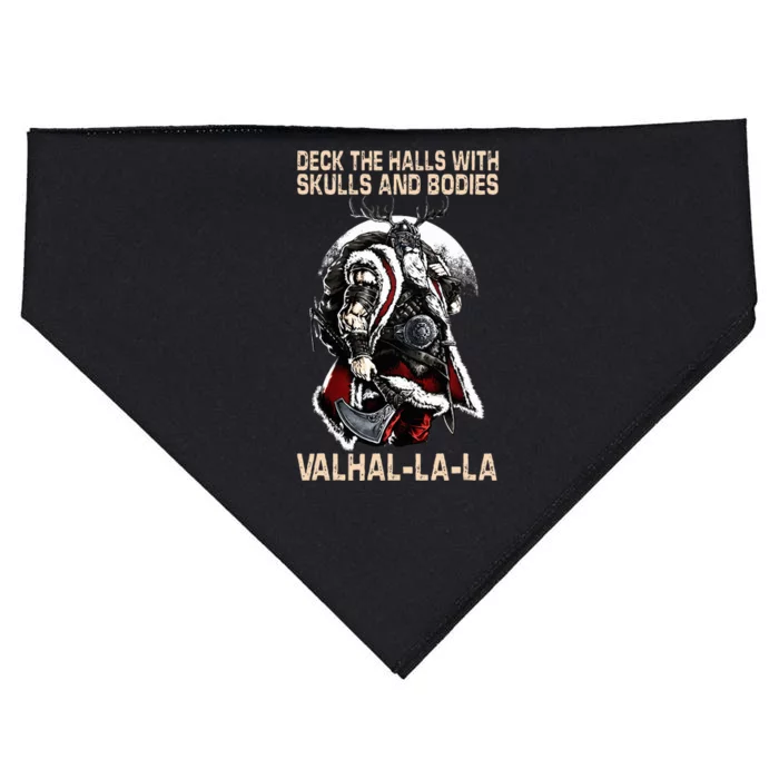 Valhalla-La Deck the halls with skulls and bodies Christmas USA-Made Doggie Bandana