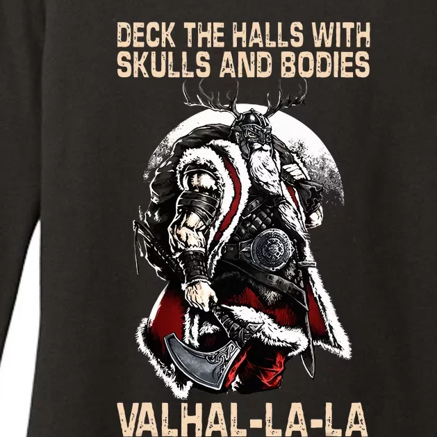 Valhalla-La Deck the halls with skulls and bodies Christmas Womens CVC Long Sleeve Shirt