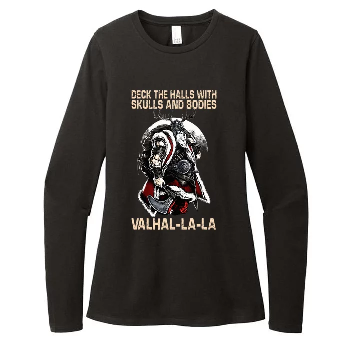 Valhalla-La Deck the halls with skulls and bodies Christmas Womens CVC Long Sleeve Shirt