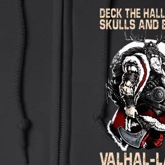 Valhalla-La Deck the halls with skulls and bodies Christmas Full Zip Hoodie