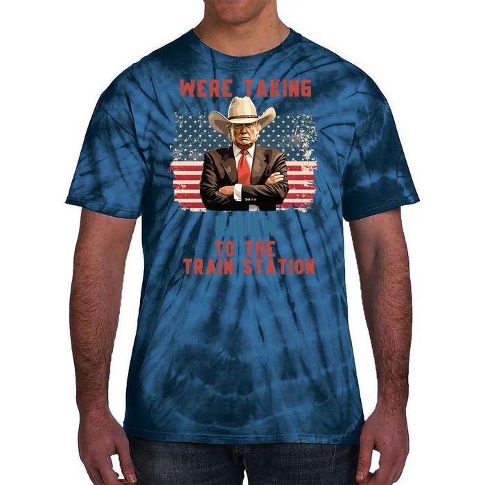 Vintage Donald Trump Taking Biden To Train Station Tie-Dye T-Shirt