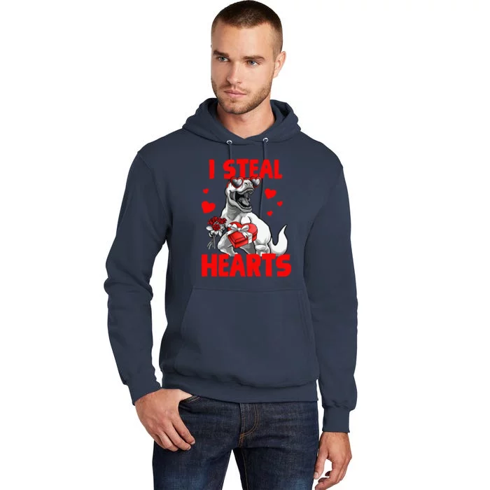 Valentines Day Trex Lover I Steal Hearts Fors Girl Love Tall Hoodie