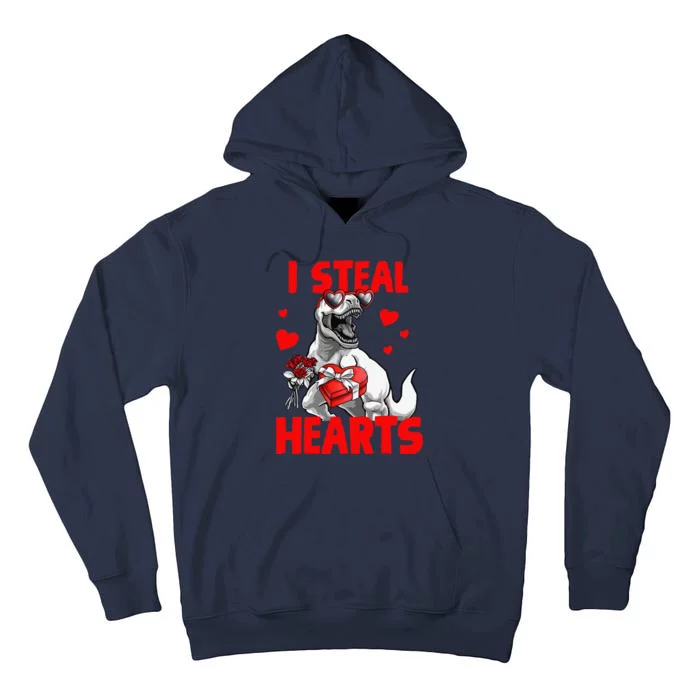 Valentines Day Trex Lover I Steal Hearts Fors Girl Love Tall Hoodie