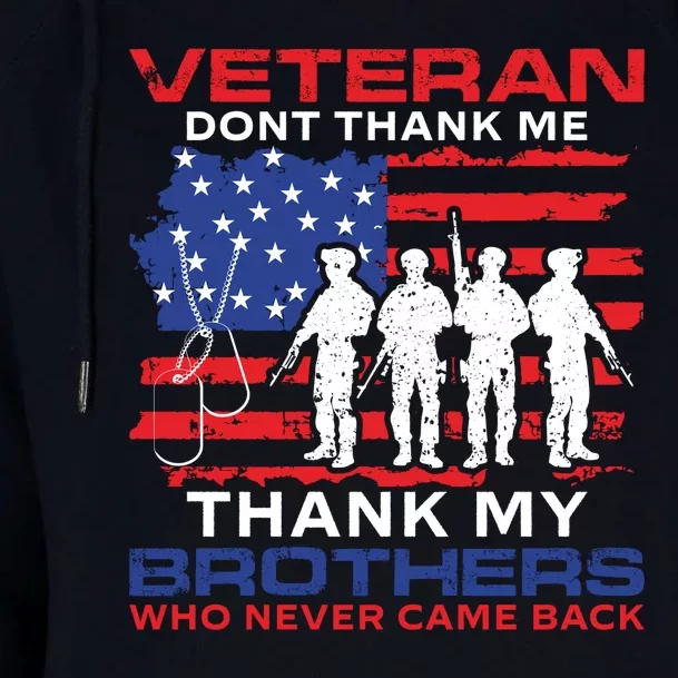 Veteran Don't Thank Me Womens Funnel Neck Pullover Hood