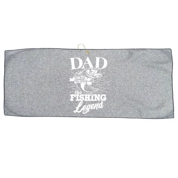 Vintage Dad The Man The Myth The Fishing Legend Large Microfiber Waffle Golf Towel