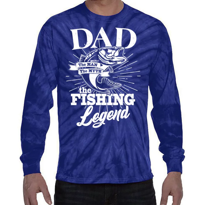 Vintage Dad The Man The Myth The Fishing Legend Tie-Dye Long Sleeve Shirt