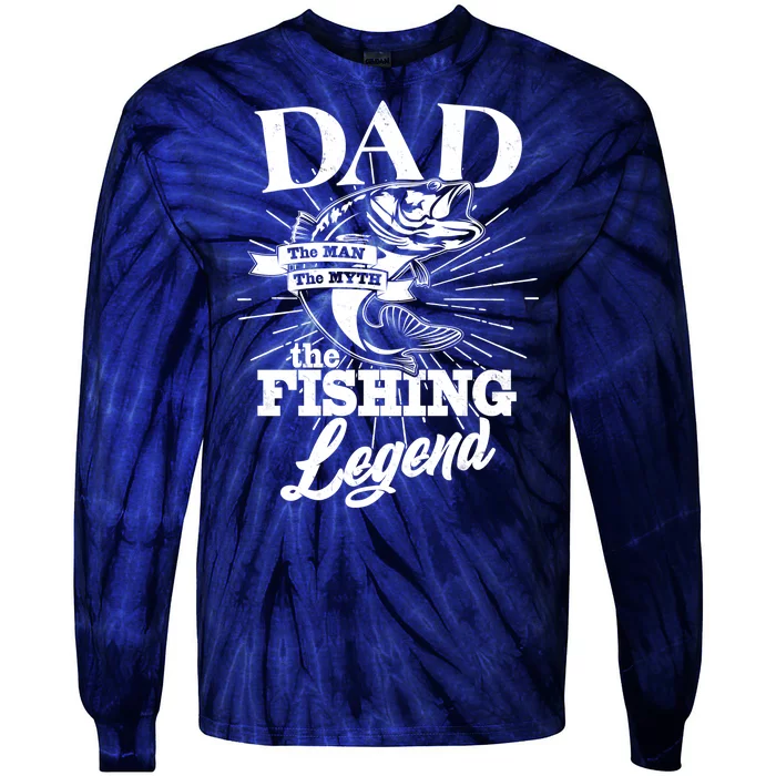 Vintage Dad The Man The Myth The Fishing Legend Tie-Dye Long Sleeve Shirt