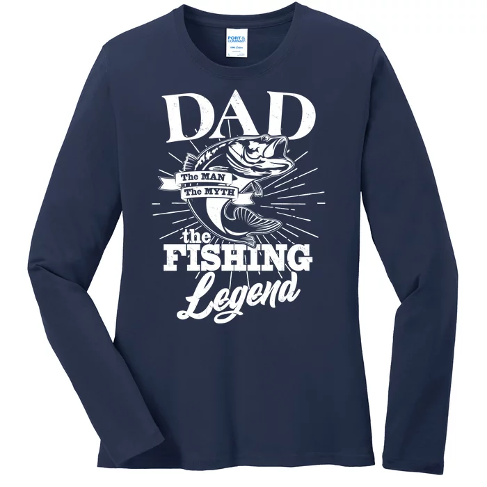 Vintage Dad The Man The Myth The Fishing Legend Ladies Long Sleeve Shirt