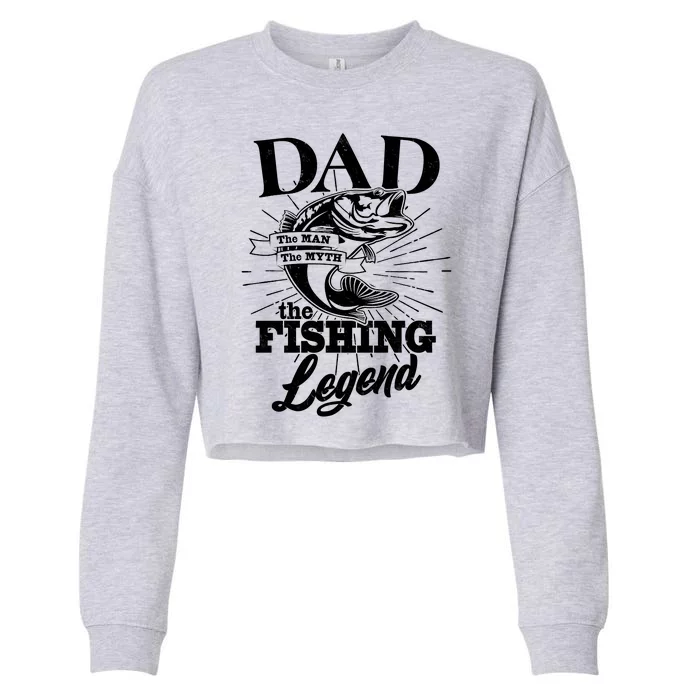 Vintage Dad The Man The Myth The Fishing Legend Cropped Pullover Crew