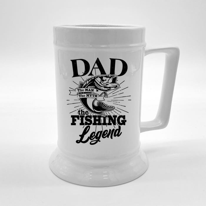 Vintage Dad The Man The Myth The Fishing Legend Front & Back Beer Stein