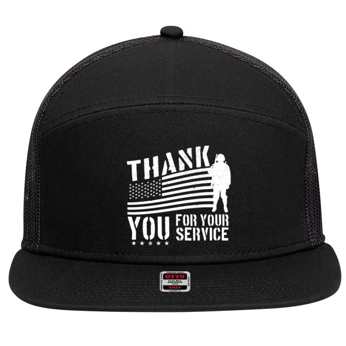 Veterans Day Thank You For Your Service 7 Panel Mesh Trucker Snapback Hat