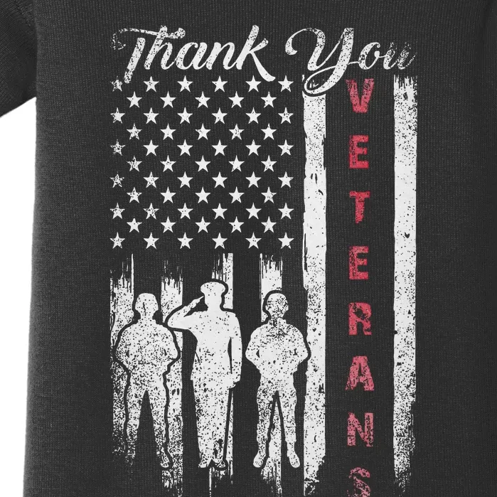 Veterans Day Thank You Veterans Proud Patriotic Usa Flag Baby Bodysuit