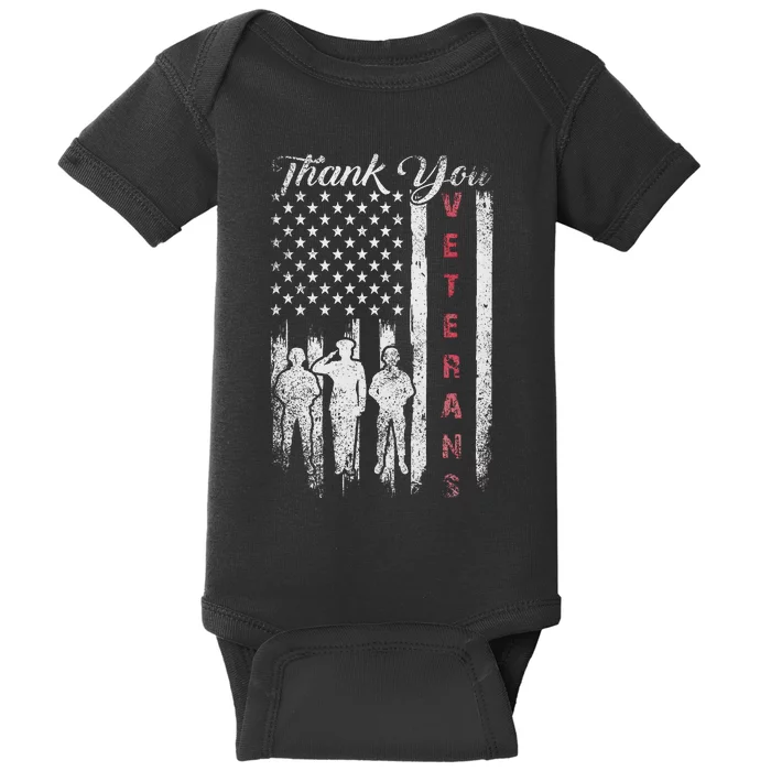 Veterans Day Thank You Veterans Proud Patriotic Usa Flag Baby Bodysuit